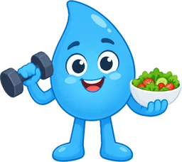 Flow holding a dumbbell and a salad bowl